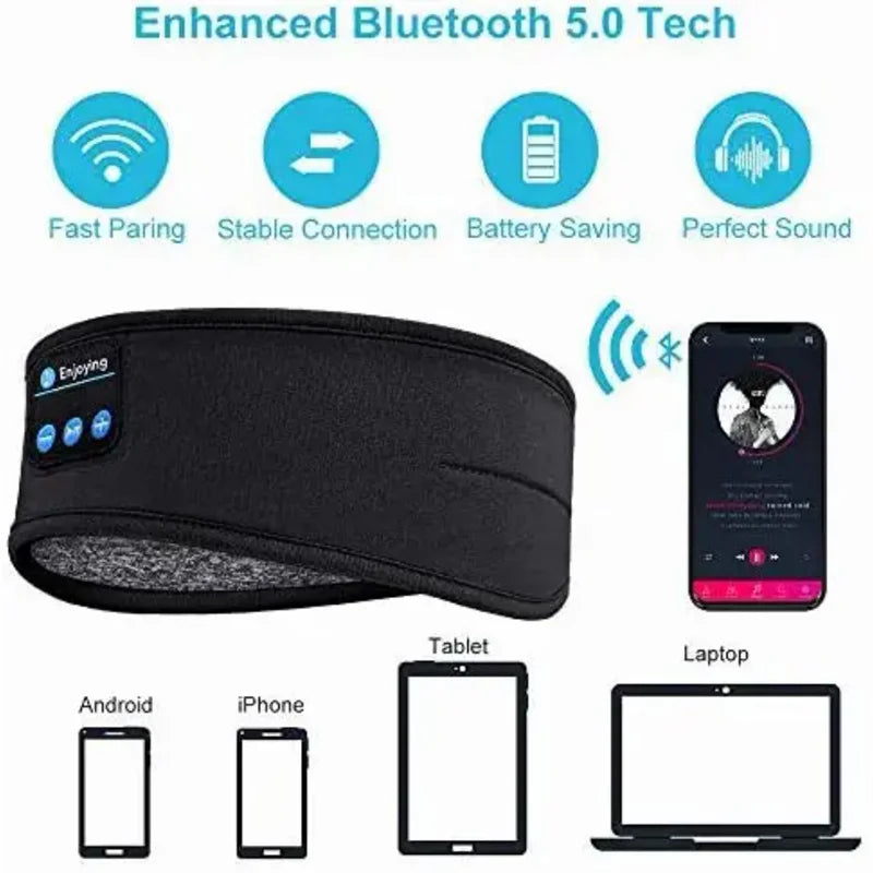 2026 Bluetooth Earphones Sports Sleeping Headband Elastic Wireless Headphones Music Eye Mask Wireless Bluetooth Headset Headband